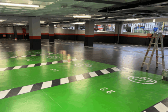 Renovación completa del garaje de BM Supermercado en Majadahonda con sistemas JUNO